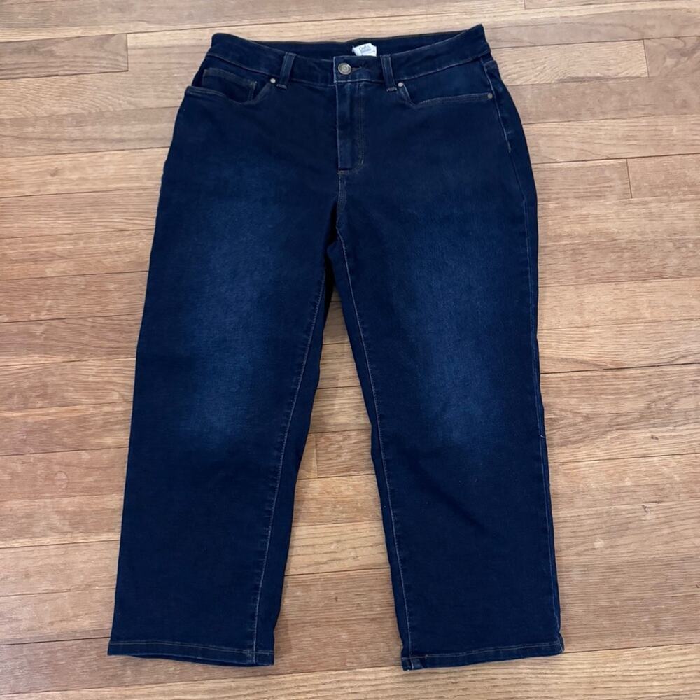 Croft & Barrow women's dark wash cropped straight leg jeans pants size 8
 b50